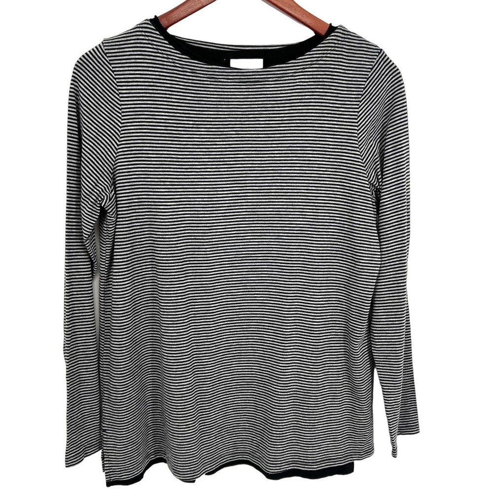 J Jill Womens Size Small Two-Layer Modal Cotton Long Sleeve Blouse Shirt Top